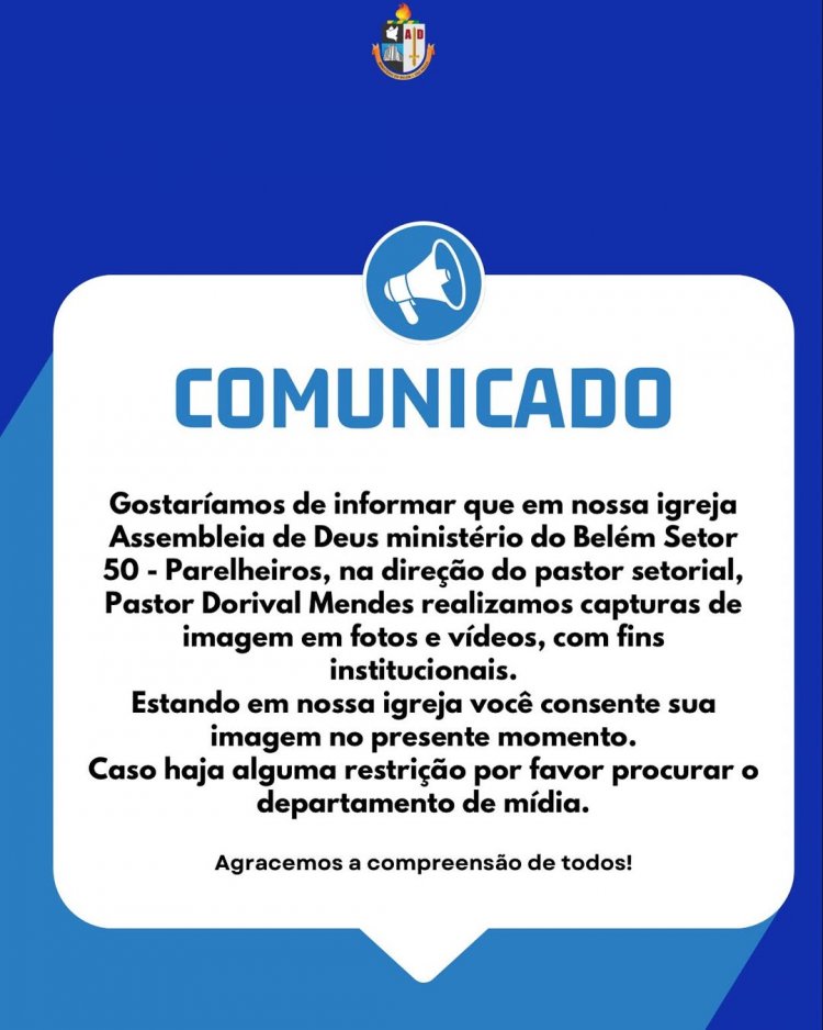 Comunicado Importante - Uso das Imagens dos Cultos