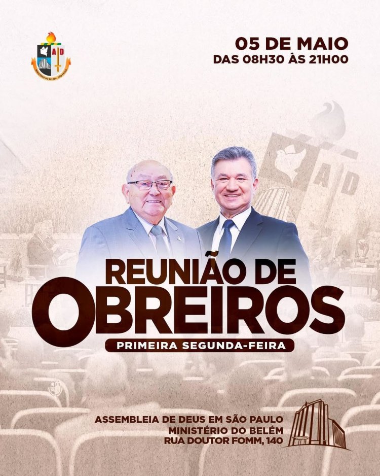Segunda-feira tem Reunião de Obreiros!